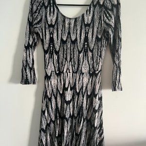 Express XS Midi Fit and Flare Stretchy Dress